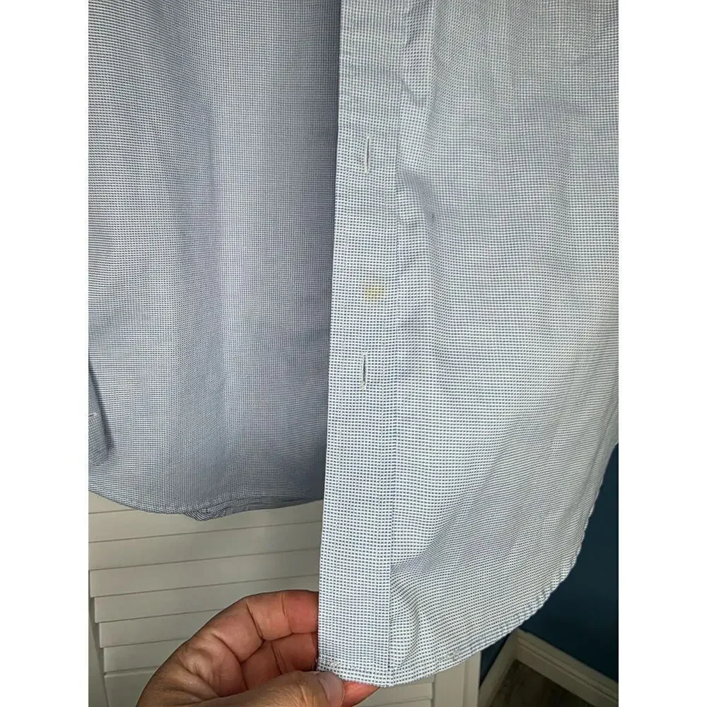 Banana Republic Shirt Mens Large L Blue Plaid Button Down Long Sleeve Non‎ Iron